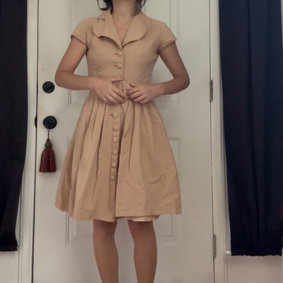 Tan Linen Dress - Picture 5 of 16